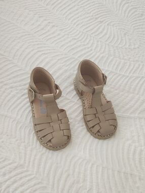 Kids Tan Leather Fisherman Sandals